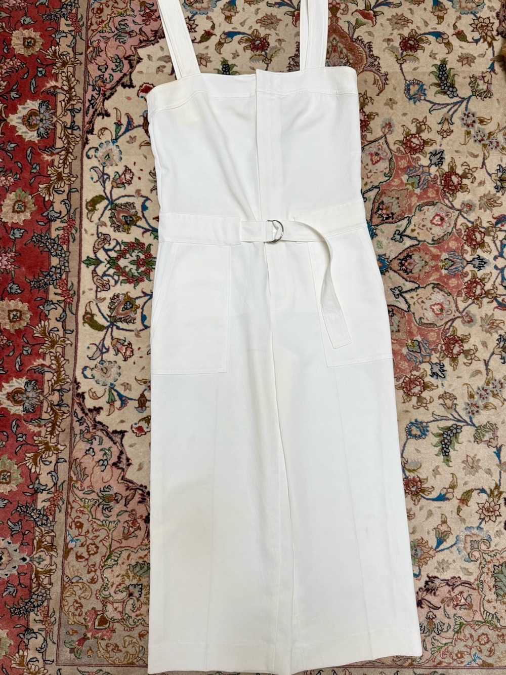 Club Monaco White Belted Strap Midi Jumpsuit